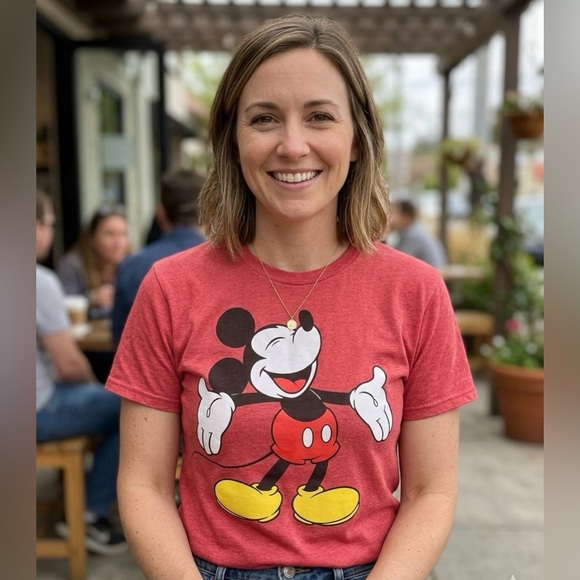 Disney Tops - Official Disney Park Merch Red Mickey Mouse Cotton Short Sleeve Tee Shirt Casual